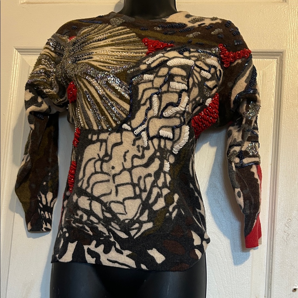 Artistic Cedars Wool Beaded Patterned Sweatshirt … - image 1